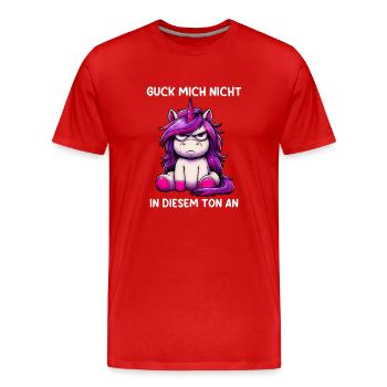 Ne me regarde pas sur ce ton - T-shirt bio Premium Homme - rouge - Devant - Damien (186cm)