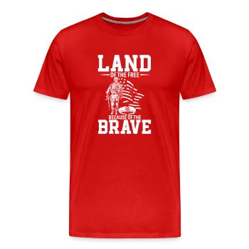Land Of The Free, Because Of The Brave. - Men's Premium Organic T-Shirt - red - Front - Damien (186cm)