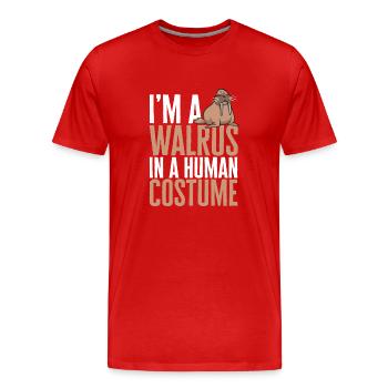 Walrus - Men's Premium Organic T-Shirt - red - Front - Damien (186cm)