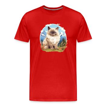 Chat de l’Himalaya Colourpoint Katze - T-shirt bio Premium Homme - rouge - Devant - Damien (186cm)