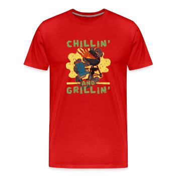 Grillmeister Grillen BBQ Smoker Fleisch Grill - Männer Premium Bio T-Shirt - Rot - Vorne - Damien (186cm)