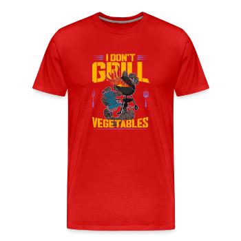 Grillmeister BBQ Fleisch Grillen Smoker Koch - Männer Premium Bio T-Shirt - Rot - Vorne - Damien (186cm)