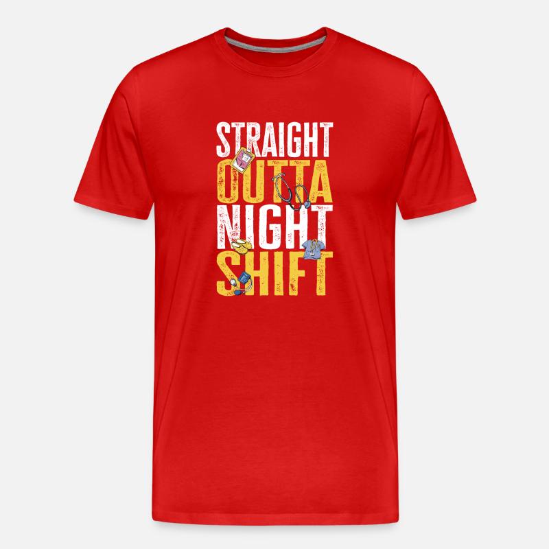 Nachtschicht Krankenschwester - Männer Premium Bio T-Shirt - Rot