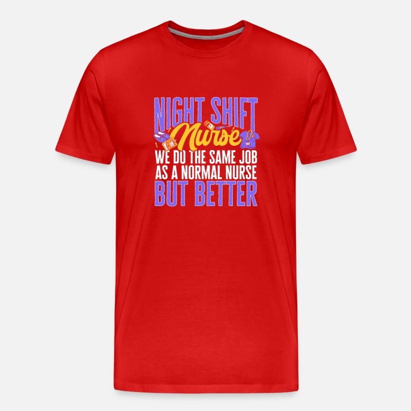 Nachtschicht Krankenschwester - Männer Premium Bio T-Shirt - Rot