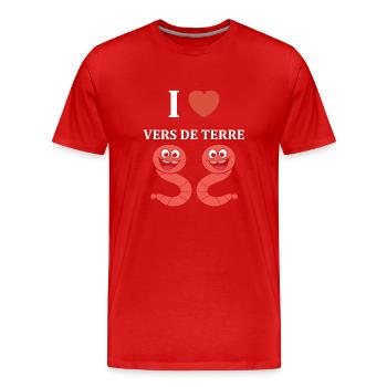 Humour ver de terre - T-shirt bio Premium Homme - rouge - Devant - Damien (186cm)