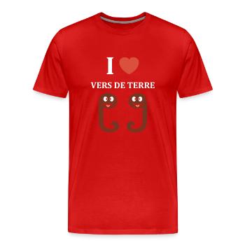 Humour ver de terre - T-shirt bio Premium Homme - rouge - Devant - Damien (186cm)