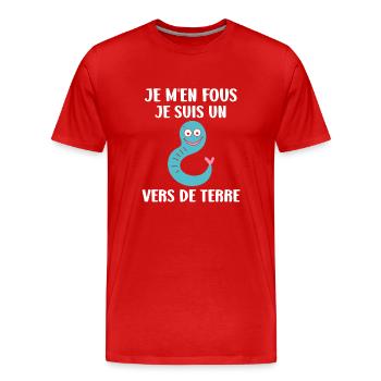 Humour ver de terre - T-shirt bio Premium Homme - rouge - Devant - Damien (186cm)