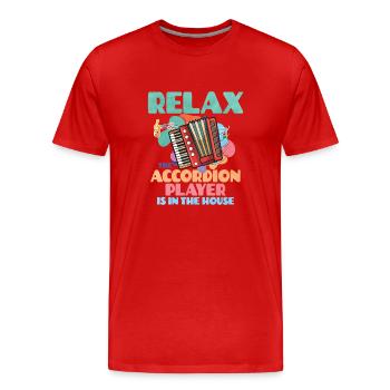 Accordéon Polka musique cadeau - T-shirt bio Premium Homme - rouge - Devant - Damien (186cm)