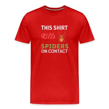 Lustiges Arachnophobie-bewusstsein, Spinnenphobie - Männer Premium Bio T-Shirt - Rot - Vorne - Damien (186cm)