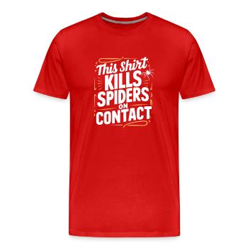 Funny Arachnophobia Awareness, Spider Phobia - Men's Premium Organic T-Shirt - red - Front - Damien (186cm)
