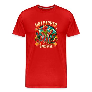 Liebhaber Scharfer Speisen, Chili Peppers Chef - Männer Premium Bio T-Shirt - Rot - Vorne - Damien (186cm)