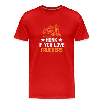 Trucker Driving Dad Trucker Father Truck Driver - Men's Premium Organic T-Shirt - red - Front - Damien (186cm)