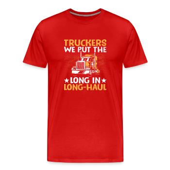 Trucker Driving Dad Trucker Father Truck Driver - Men's Premium Organic T-Shirt - red - Front - Damien (186cm)