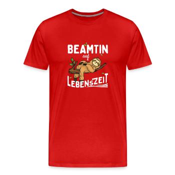 Paresseux Fonctionnaire à vie Fonctionnaire à vie - T-shirt bio Premium Homme - rouge - Devant - Damien (186cm)
