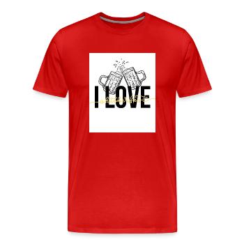 I love - Men's Premium Organic T-Shirt - red - Front - Damien (186cm)