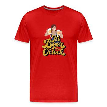Heure de la bière - T-shirt bio Premium Homme - rouge - Devant - Damien (186cm)