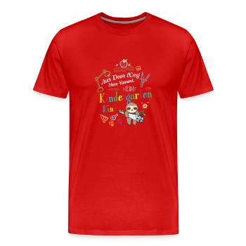 Out of the way: Here comes a kindergartner - Men's Premium Organic T-Shirt - red - Front - Damien (186cm)