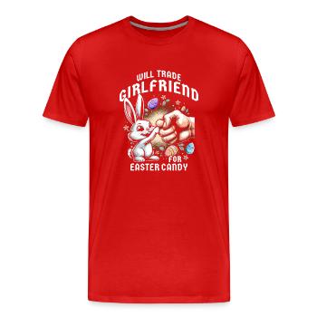 Will Trade Girlfriend For Easter Candy - Men's Premium Organic T-Shirt - red - Front - Damien (186cm)
