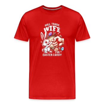 Will Trade Wife For Easter Candy - Men's Premium Organic T-Shirt - red - Front - Damien (186cm)