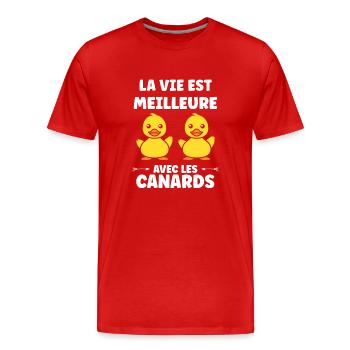 humour canard - T-shirt bio Premium Homme - rouge - Devant - Damien (186cm)