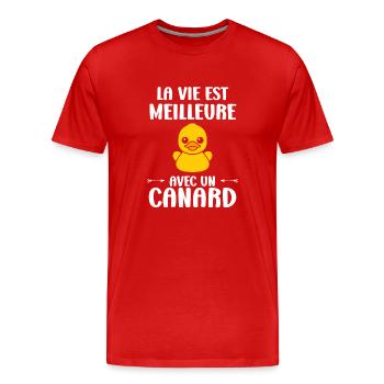 humour canard - T-shirt bio Premium Homme - rouge - Devant - Damien (186cm)