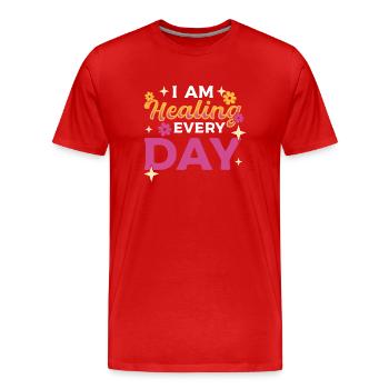 Affirmationen Zitate Inspirierender Redner - Männer Premium Bio T-Shirt - Rot - Vorne - Damien (186cm)