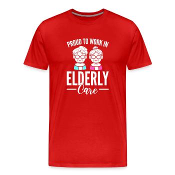 Lustige Altenpflege Betreuer - Männer Premium Bio T-Shirt - Rot - Vorne - Damien (186cm)