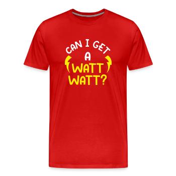 Kann ich ein Watt Watt bekommen? - Männer Premium Bio T-Shirt - Rot - Vorne - Damien (186cm)