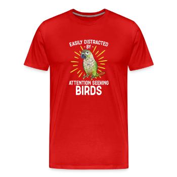 Molina Perruche Perroquet Perruche Oiseau Perruche - T-shirt bio Premium Homme - rouge - Devant - Damien (186cm)