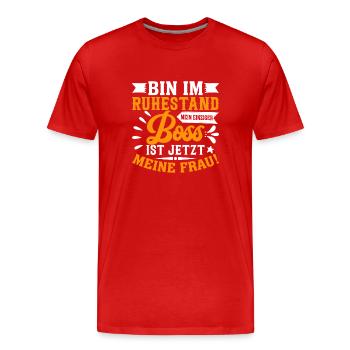 Drôle de pension Mme Bossin Retraite - T-shirt bio Premium Homme - rouge - Devant - Damien (186cm)