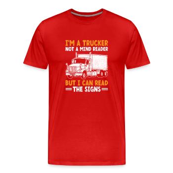 Trucker Driving Dad Trucker Father Truck Driver - Men's Premium Organic T-Shirt - red - Front - Damien (186cm)