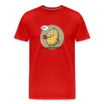 Cartoon Potato with Tobacco Pipe - Men's Premium Organic T-Shirt - red - Front - Damien (186cm)