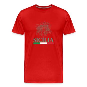 Sizilien Trinacria Region Italien Urlaub Catania - Männer Premium Bio T-Shirt - Rot - Vorne - Damien (186cm)