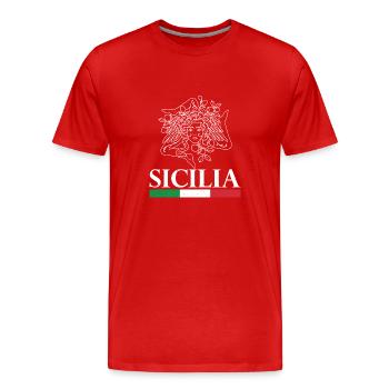 Sizilien Trinacria Region Italien Urlaub Catania - Männer Premium Bio T-Shirt - Rot - Vorne - Damien (186cm)
