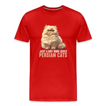 Persian Cat Perserkatze - Men's Premium Organic T-Shirt - red - Front - Damien (186cm)