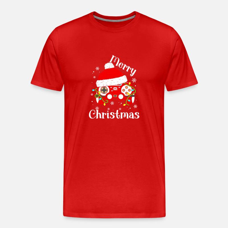 Spielkonsole Controller Weihnachtsmann - Männer Premium Bio T-Shirt - Rot