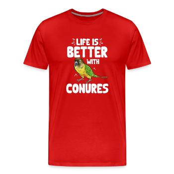 Molina Perruche Perroquet Perruche Oiseau Perruche - T-shirt bio Premium Homme - rouge - Devant - Damien (186cm)