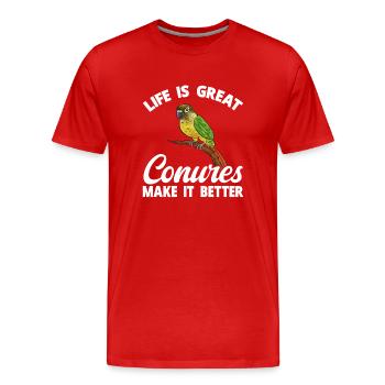 Molina Perruche Perroquet Perruche Oiseau Perruche - T-shirt bio Premium Homme - rouge - Devant - Damien (186cm)