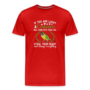 Molina Perruche Perroquet Perruche Oiseau Perruche - T-shirt bio Premium Homme - rouge - Devant - Damien (186cm)