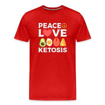 Peace Love Ketosis Fitness-Fanatiker - Männer Premium Bio T-Shirt - Rot - Vorne - Damien (186cm)