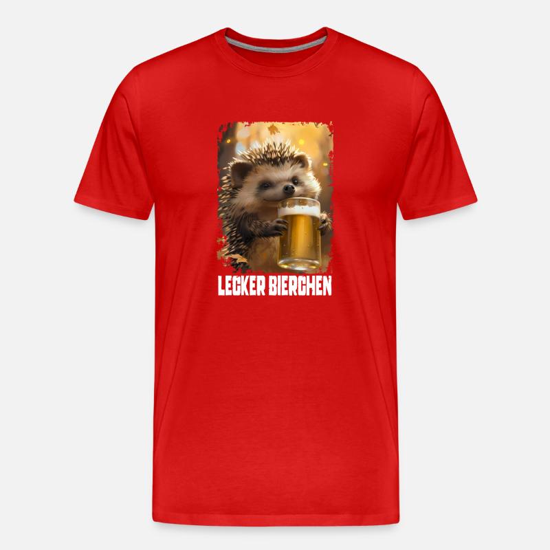 Lecker Bierchen Igel - Männer Premium Bio T-Shirt - Rot