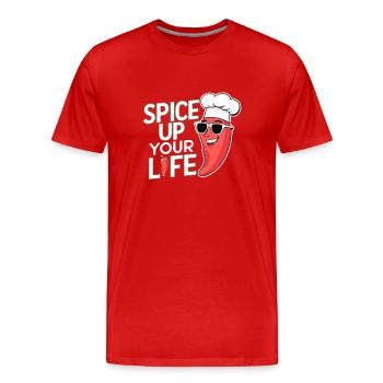 Amateurs de cuisine épicée, Chili Peppers Chef - T-shirt bio Premium Homme - rouge - Devant - Damien (186cm)