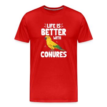 Parakeet Parrot Parakeet Bird - Men's Premium Organic T-Shirt - red - Front - Damien (186cm)