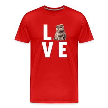 Scottish Fold Kitten Scottish Fold Cat - Men's Premium Organic T-Shirt - red - Front - Damien (186cm)