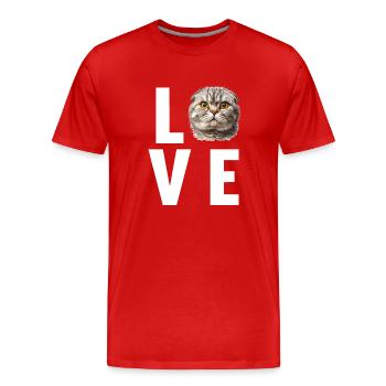 Scottish Fold Kitten Scottish Fold Cat - Men's Premium Organic T-Shirt - red - Front - Damien (186cm)