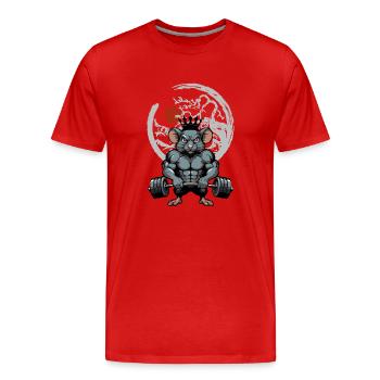 Nager Maus Ratte Muskeln Training - Männer Premium Bio T-Shirt - Rot - Vorne - Damien (186cm)