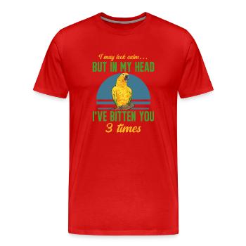 Parakeet Parrot Parakeet Bird - Men's Premium Organic T-Shirt - red - Front - Damien (186cm)