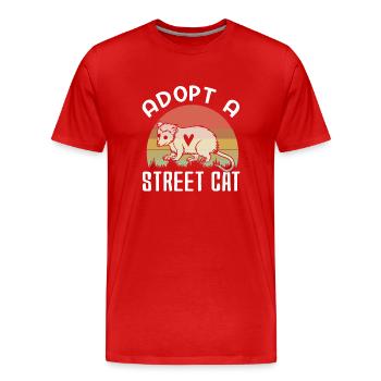 Adoptez un chat des rues drôle d’opossum Vintage - T-shirt bio Premium Homme - rouge - Devant - Damien (186cm)