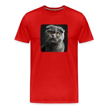 Scottish Fold Kitten Scottish Fold Cat - Men's Premium Organic T-Shirt - red - Front - Damien (186cm)