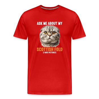 Scottish Fold Kitten Scottish Fold Cat - Men's Premium Organic T-Shirt - red - Front - Damien (186cm)
